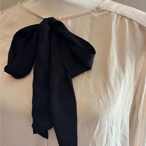 Forever 21 Cream Blouse with Black Bow